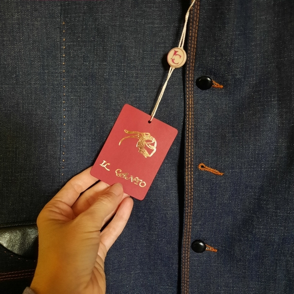 Il Canto Men's Blue Vest with Faux Leather Trim Streetstyle Dapper - Picture 4 of 8